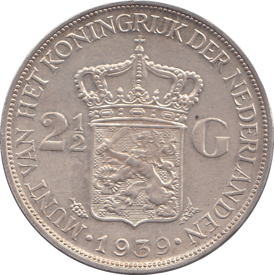1939 NETHERLAND 2 AND A HALF GULDEN - WORLD COINS - Cambridgeshire Coins