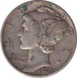 1939 ONE DIME USA - SILVER WORLD COINS - Cambridgeshire Coins