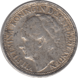 1939 SILVER 10 CENTS NETHERLANDS - SILVER WORLD COINS - Cambridgeshire Coins