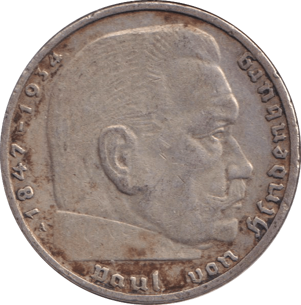 1939 SILVER 2 REICHSMARK GERMANY - SILVER WORLD COINS - Cambridgeshire Coins
