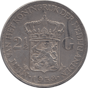 1939 SILVER NETHERLANDS 2 1/2 GULDEN - SILVER WORLD COINS - Cambridgeshire Coins