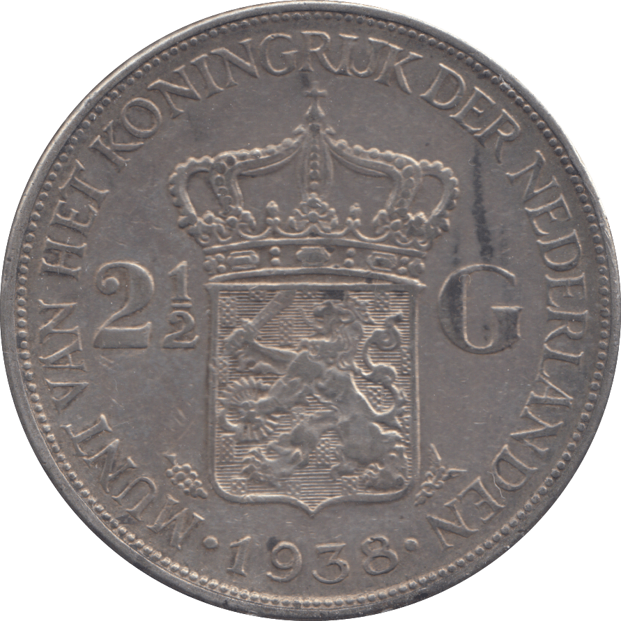 1939 SILVER NETHERLANDS 2 1/2 GULDEN - SILVER WORLD COINS - Cambridgeshire Coins
