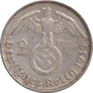 1939 SILVER REICHSMARKS GERMANY - SILVER WORLD COINS - Cambridgeshire Coins