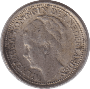 1939 SILVER TEN CENTS NETHERLANDS - SILVER WORLD COINS - Cambridgeshire Coins
