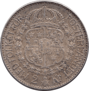 1939 SILVER TWO KRONA SWEDEN - SILVER WORLD COINS - Cambridgeshire Coins
