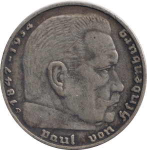 1939 SILVER TWO MARK GERMANY - SILVER WORLD COINS - Cambridgeshire Coins