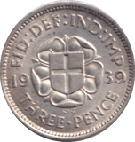 1939 THREEPENCE ( AUNC ) - THREEPENCE - Cambridgeshire Coins