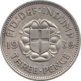 1939 THREEPENCE ( EF ) - WORLD COINS - Cambridgeshire Coins