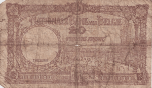 1940 BELGIUM 20 FRANCS BANKNOTE REF-1701 - WORLD BANKNOTES - Cambridgeshire Coins