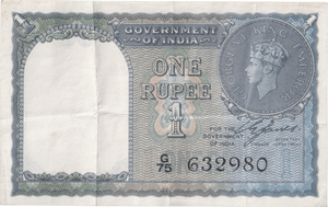 1940 ONE RUPEES BANKNOTE INDIA REF - 1602 - WORLD BANKNOTES - Cambridgeshire Coins