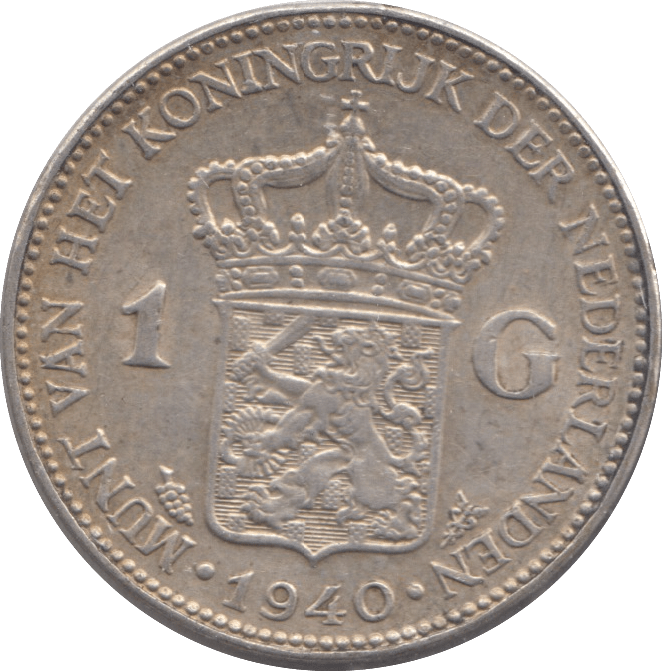 1940 SILVER NETHERLANDS ONE GULDEN - SILVER WORLD COINS - Cambridgeshire Coins