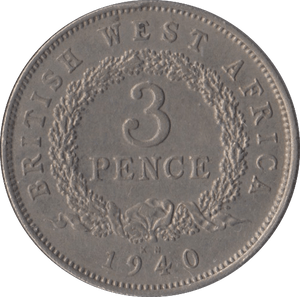1940 THREEPENCE BRITISH WEST AFRICA - SILVER WORLD COINS - Cambridgeshire Coins