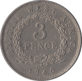 1940 THREEPENCE BRITISH WEST AFRICA - SILVER WORLD COINS - Cambridgeshire Coins