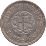 1940 THREEPENCE ( EF ) - THREEPENCE - Cambridgeshire Coins