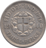 1940 THREEPENCE ( EF ) - THREEPENCE - Cambridgeshire Coins