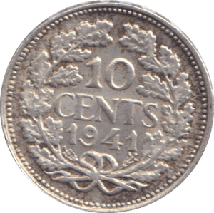 1941 10 CENTS NETHERLANDS - SILVER WORLD COINS - Cambridgeshire Coins