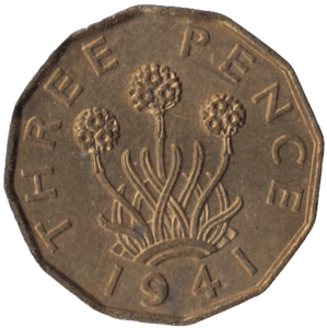 1941 BRASS THREEPENCE ( UNC ) 1 - Threepence - Cambridgeshire Coins