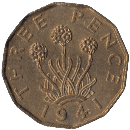 1941 BRASS THREEPENCE ( UNC ) 1 - Threepence - Cambridgeshire Coins