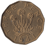 1941 BRASS THREEPENCE ( UNC ) 1 - Threepence - Cambridgeshire Coins