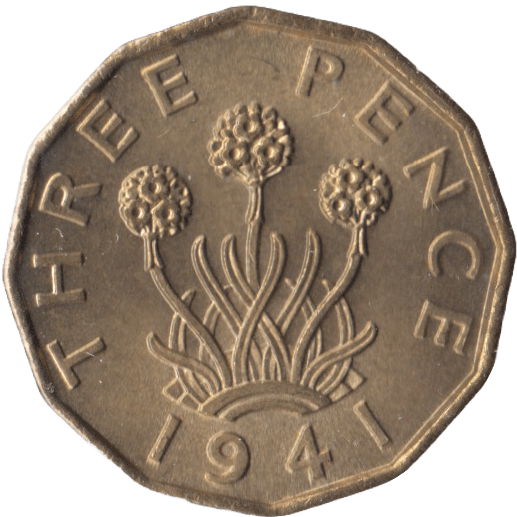 1941 BRASS THREEPENCE ( UNC ) - Threepence - Cambridgeshire Coins