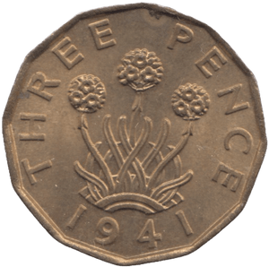 1941 BRASS THREEPENCE ( UNC ) - THREEPENCE - Cambridgeshire Coins