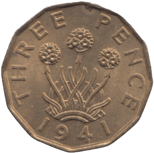 1941 BRASS THREEPENCE ( UNC ) - THREEPENCE - Cambridgeshire Coins