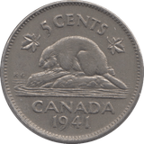 1941 FIVE CENTS CANADA - WORLD COINS - Cambridgeshire Coins