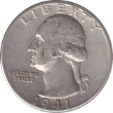 1941 QUARTER DOLLAR USA - WORLD COINS - Cambridgeshire Coins
