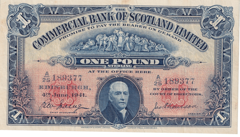 1941 SCOTLAND ONE POUND BANKNOTE REF-1857 - WORLD BANKNOTES - Cambridgeshire Coins