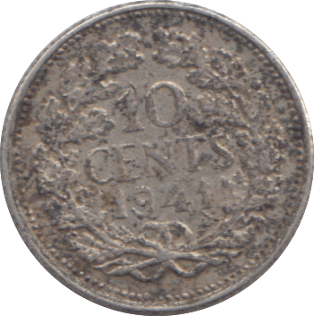 1941 SILVER NETHERLANDS 10 CENT - SILVER WORLD COINS - Cambridgeshire Coins