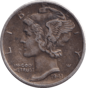 1941 SILVER ONE DIME USA SAN FRANCISCO MINT - SILVER WORLD COINS - Cambridgeshire Coins