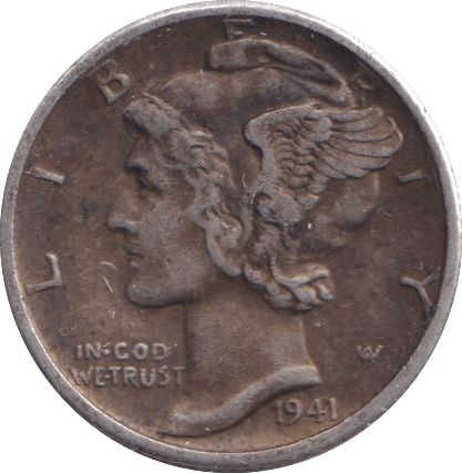 1941 SILVER ONE DIME USA SAN FRANCISCO MINT - SILVER WORLD COINS - Cambridgeshire Coins