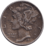 1941 SILVER ONE DIME USA SAN FRANCISCO MINT - SILVER WORLD COINS - Cambridgeshire Coins
