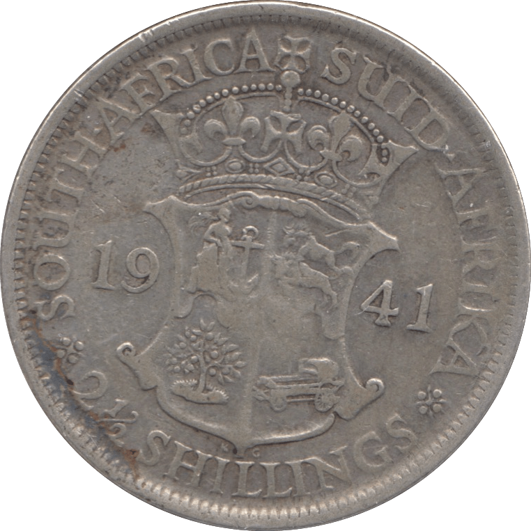 1941 SILVER SOUTH AFRICA 2 1/2 SHILLINGS - SILVER WORLD COINS - Cambridgeshire Coins