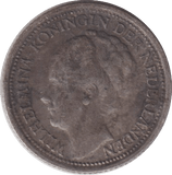 1941 SILVER TEN CENTS NETHERLANDS - SILVER WORLD COINS - Cambridgeshire Coins