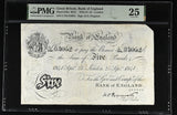 1941 WHITE FIVE POUNDS BANKNOTE PEPPIATT PMG 25 VERY FINE C184 83052 - PMG CERTIFIED ENGLISH BANKNOTES - Cambridgeshire Coins