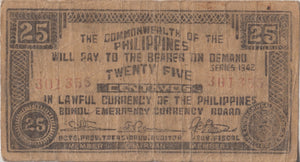1942 25 CENTAVOS BANKNOTE PHILIPPINES REF 719 - WORLD BANKNOTES - Cambridgeshire Coins