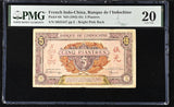 1942 - 45 FRENCH INDO - CHINA BANQUE DE L'INDOCHINE FIVE PIASTRES P64 PMG VERY FINE - PMG CERTIFIED WORLD BANKNOTES - Cambridgeshire Coins
