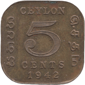 1942 5 CENTS CEYLON - WORLD COINS - Cambridgeshire Coins