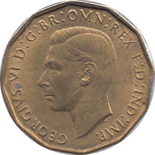1942 BRASS THREEPENCE ( UNC ) - THREEPENCE - Cambridgeshire Coins