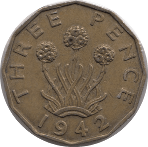 1942 BRASS THREEPENCE ( UNC ) - THREEPENCE - Cambridgeshire Coins