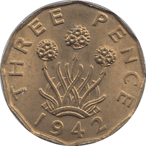 1942 BRASS THREEPENCE ( UNC ) - THREEPENCE - Cambridgeshire Coins