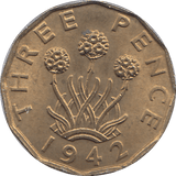 1942 BRASS THREEPENCE ( UNC ) - THREEPENCE - Cambridgeshire Coins