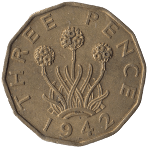 1942 BRASS THREEPENCE ( UNC ) - Threepence - Cambridgeshire Coins