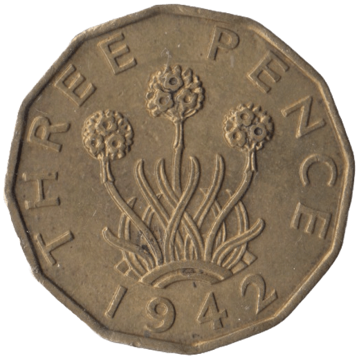 1942 BRASS THREEPENCE ( UNC ) - Threepence - Cambridgeshire Coins