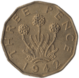 1942 BRASS THREEPENCE ( UNC ) - Threepence - Cambridgeshire Coins