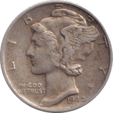 1942 DIME USA - SILVER WORLD COINS - Cambridgeshire Coins