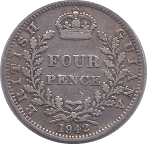 1942 FOURPENCE BRITISH GHANA - WORLD COINS - Cambridgeshire Coins
