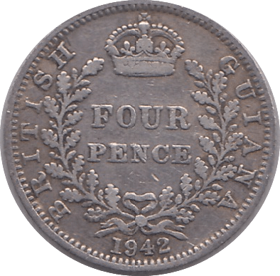 1942 FOURPENCE BRITISH GHANA - WORLD COINS - Cambridgeshire Coins