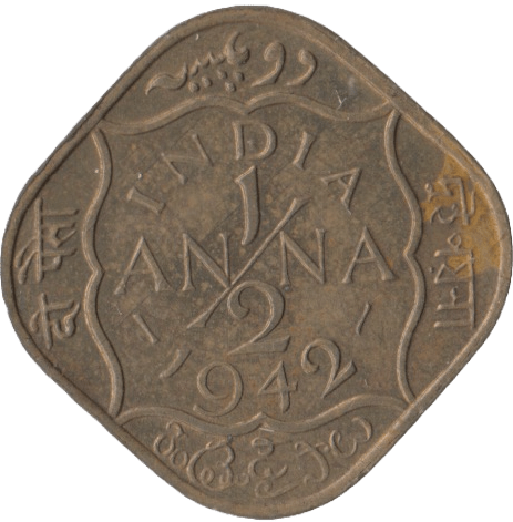 1942 HALF ANNA INDIA - WORLD COINS - Cambridgeshire Coins